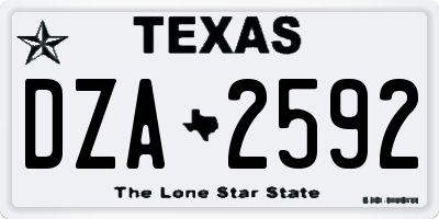 TX license plate DZA2592