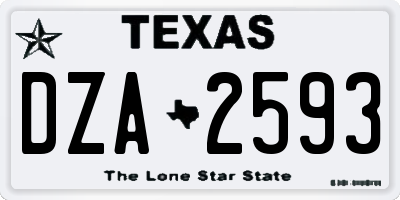 TX license plate DZA2593