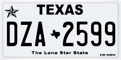 TX license plate DZA2599