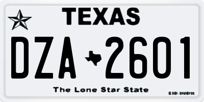 TX license plate DZA2601