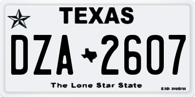 TX license plate DZA2607