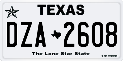 TX license plate DZA2608