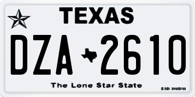 TX license plate DZA2610
