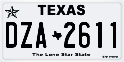 TX license plate DZA2611