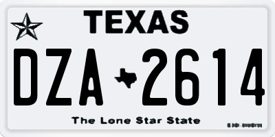 TX license plate DZA2614