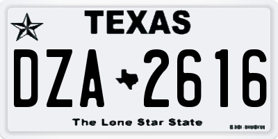 TX license plate DZA2616