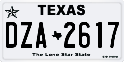 TX license plate DZA2617
