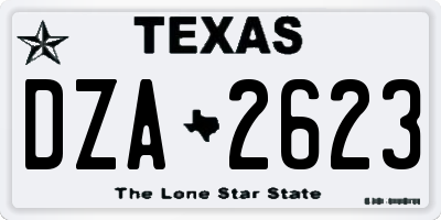 TX license plate DZA2623
