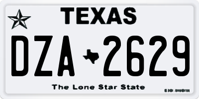 TX license plate DZA2629
