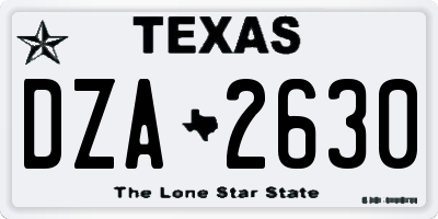 TX license plate DZA2630