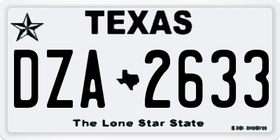 TX license plate DZA2633