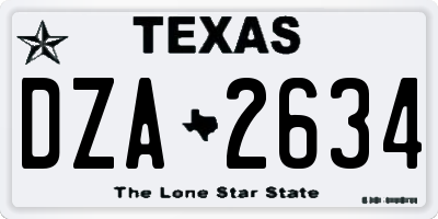 TX license plate DZA2634