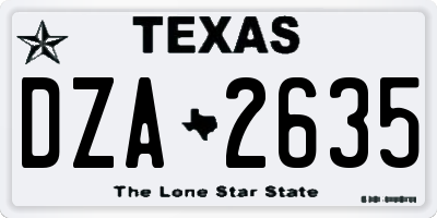 TX license plate DZA2635