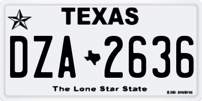 TX license plate DZA2636