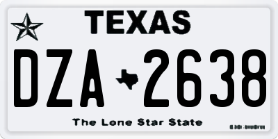 TX license plate DZA2638