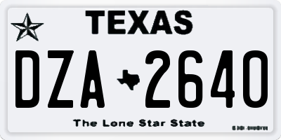 TX license plate DZA2640