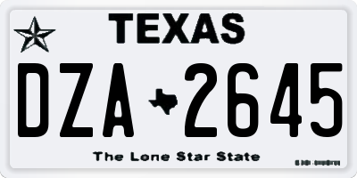 TX license plate DZA2645