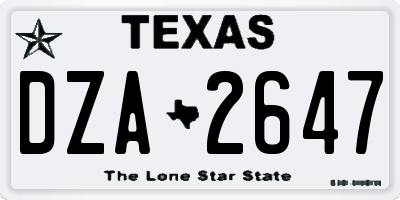 TX license plate DZA2647