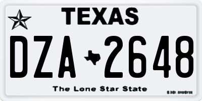 TX license plate DZA2648