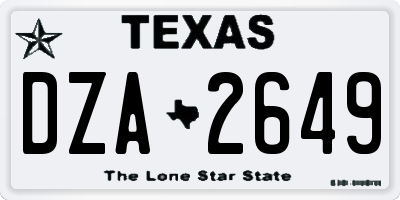 TX license plate DZA2649
