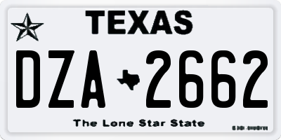 TX license plate DZA2662