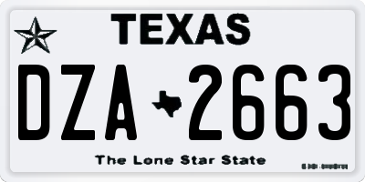 TX license plate DZA2663