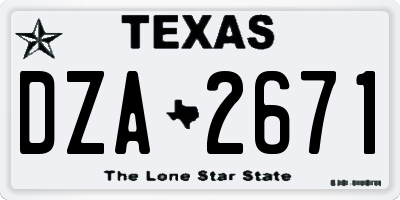TX license plate DZA2671