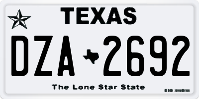 TX license plate DZA2692