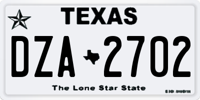TX license plate DZA2702