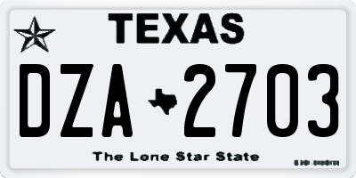 TX license plate DZA2703