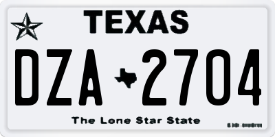 TX license plate DZA2704