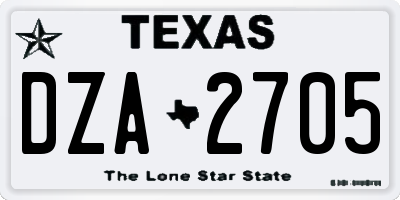 TX license plate DZA2705
