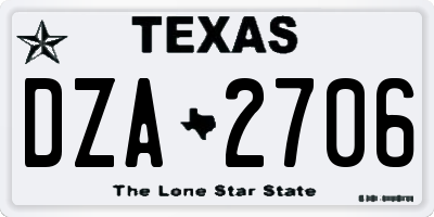 TX license plate DZA2706