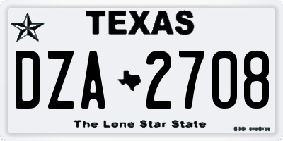 TX license plate DZA2708