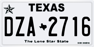 TX license plate DZA2716