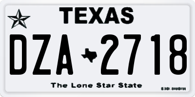TX license plate DZA2718
