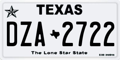 TX license plate DZA2722