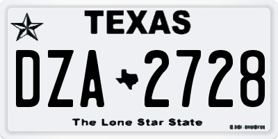TX license plate DZA2728