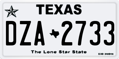 TX license plate DZA2733