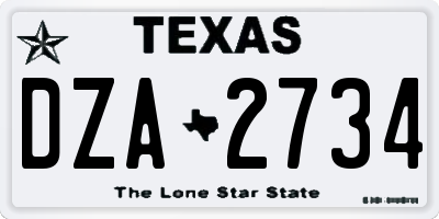 TX license plate DZA2734