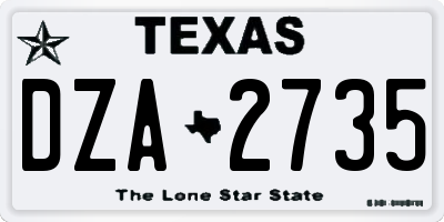 TX license plate DZA2735