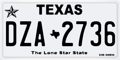 TX license plate DZA2736