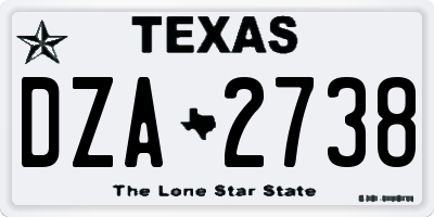 TX license plate DZA2738