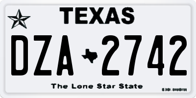 TX license plate DZA2742