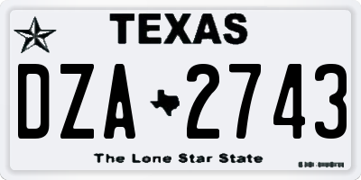 TX license plate DZA2743