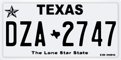 TX license plate DZA2747