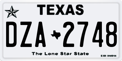 TX license plate DZA2748