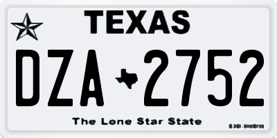 TX license plate DZA2752