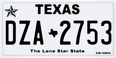TX license plate DZA2753