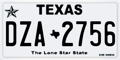 TX license plate DZA2756